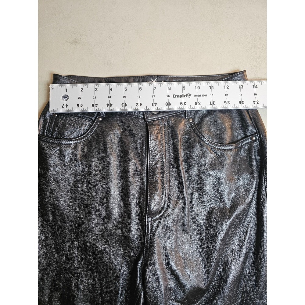 Wilsons Leather Maxima Black Leather Pants Womens 8 Y2K Straight Leg High Rise - Picture 2 of 13